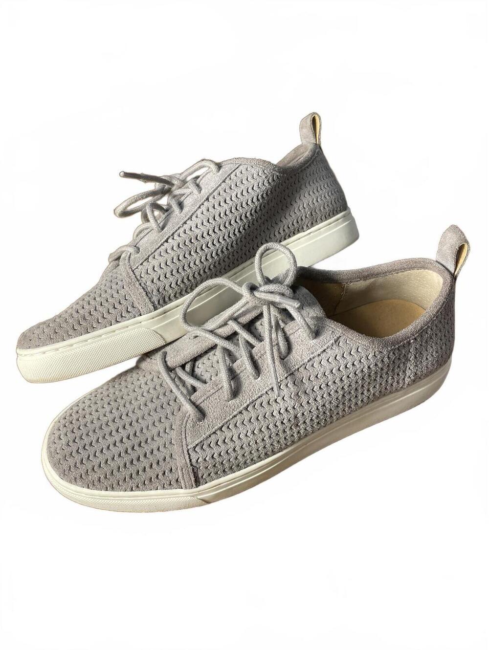 Lucky Brand Leather Suede Lace Up Sneaker Shoes Women's Size 8 Gray Casual Boho